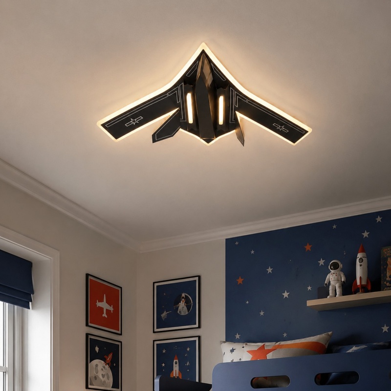 Jet Fighter LED Ceiling Light for Kids Bedroom room view