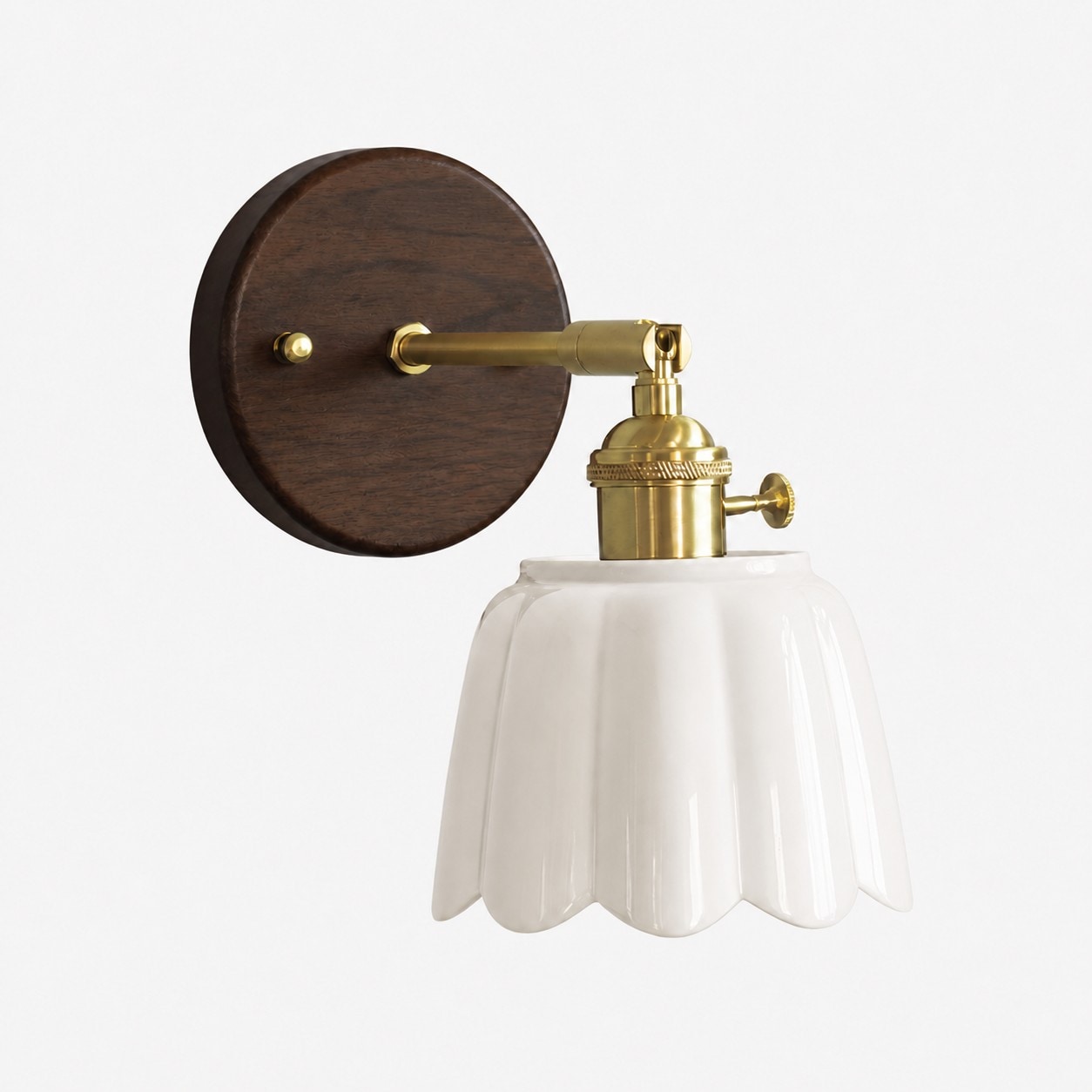 White / Walnut Wood / Style A ceramic wall lamp SKU view
