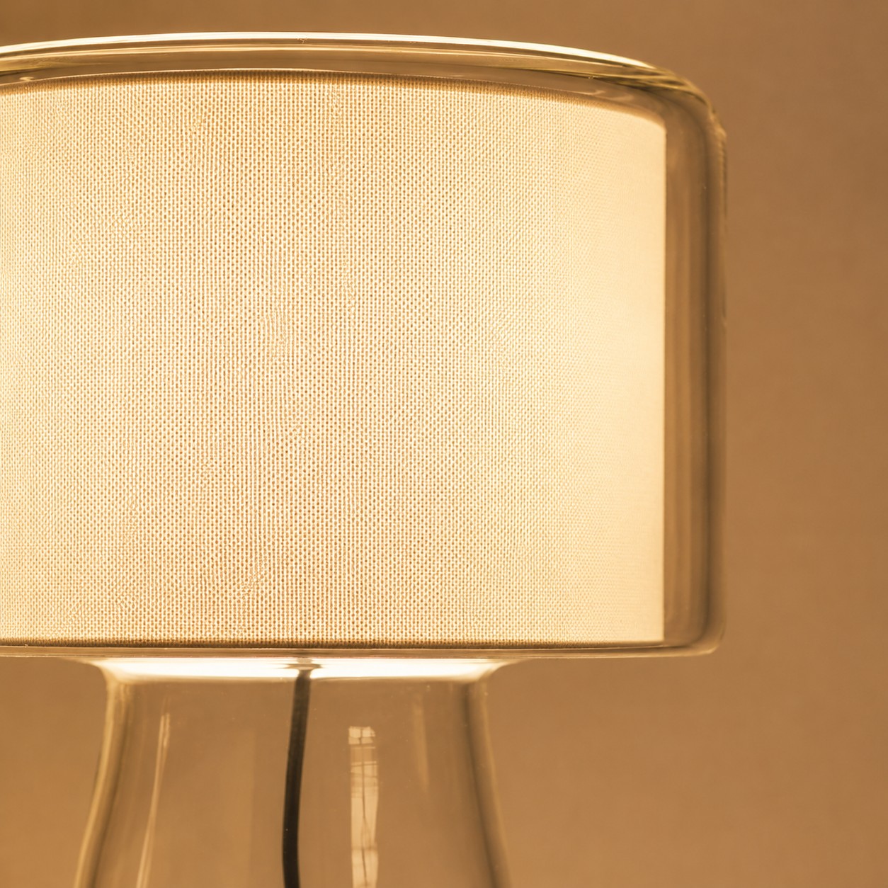 Natural Glass Table Lamp With Fabric Shade detail