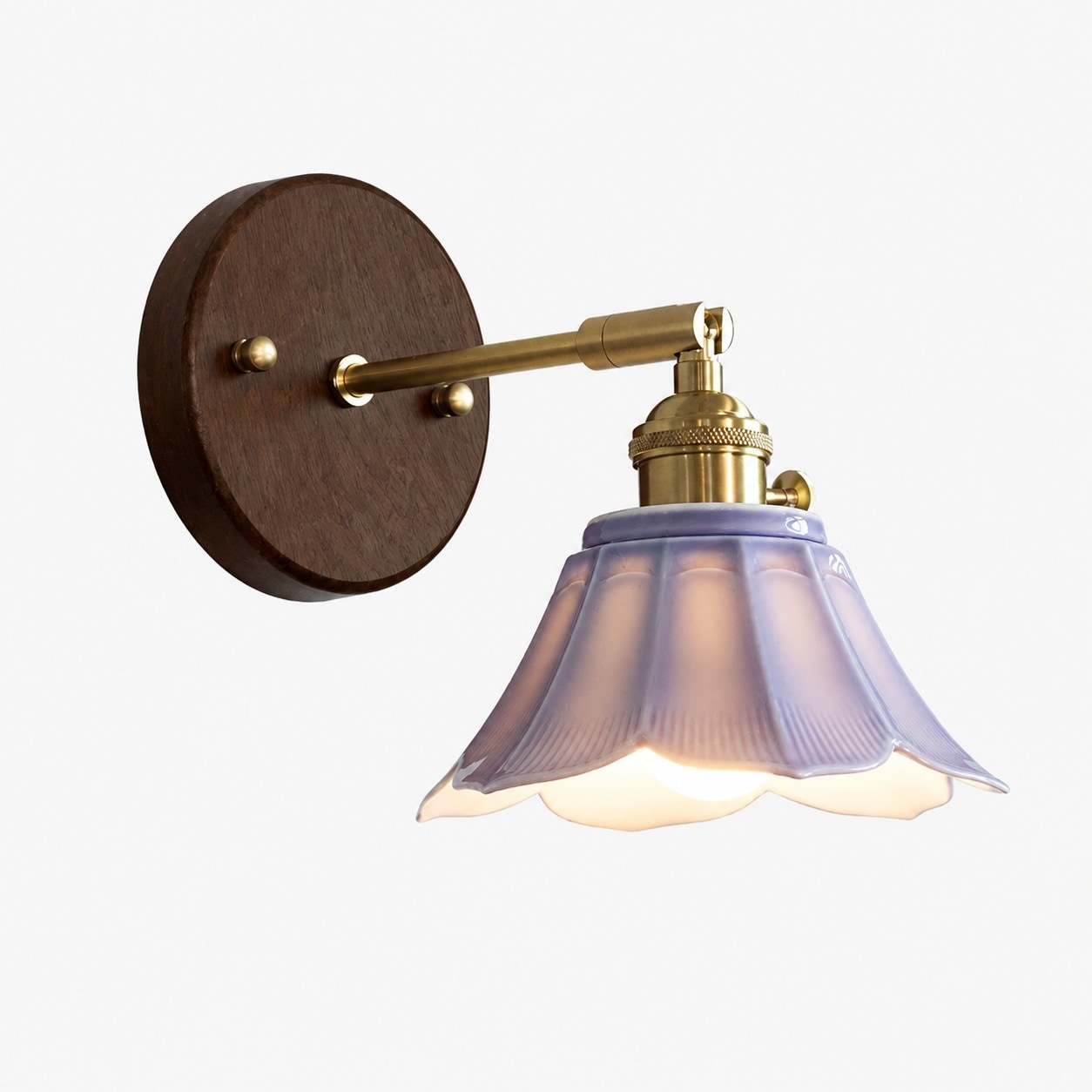 Misty Purple / Walnut Wood / Style B ceramic wall lamp SKU view