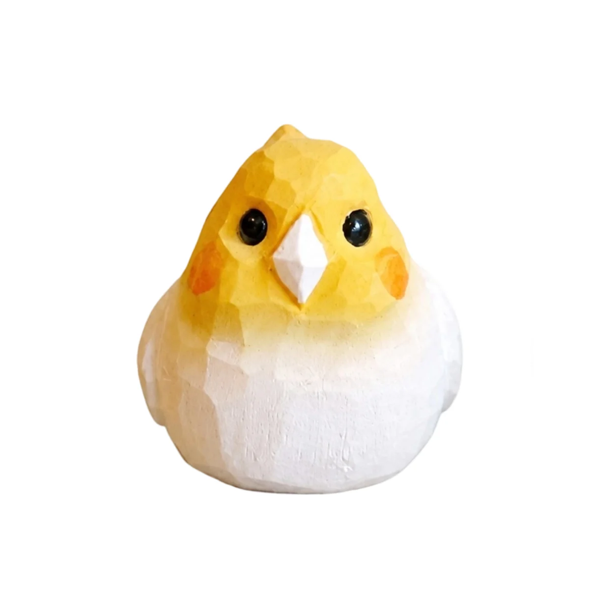 Cute linden wood bird ornament front detail