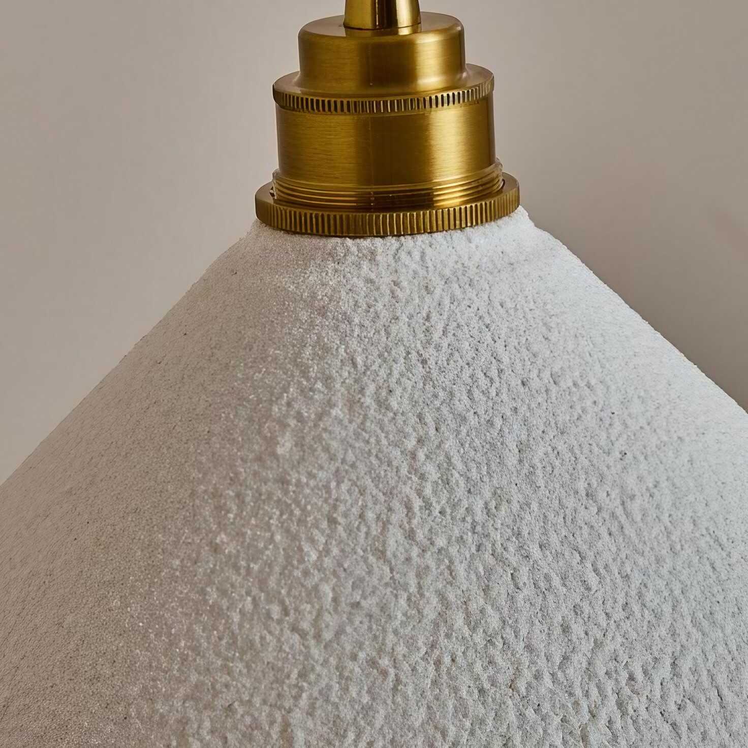 White textured metal pendant shade close up