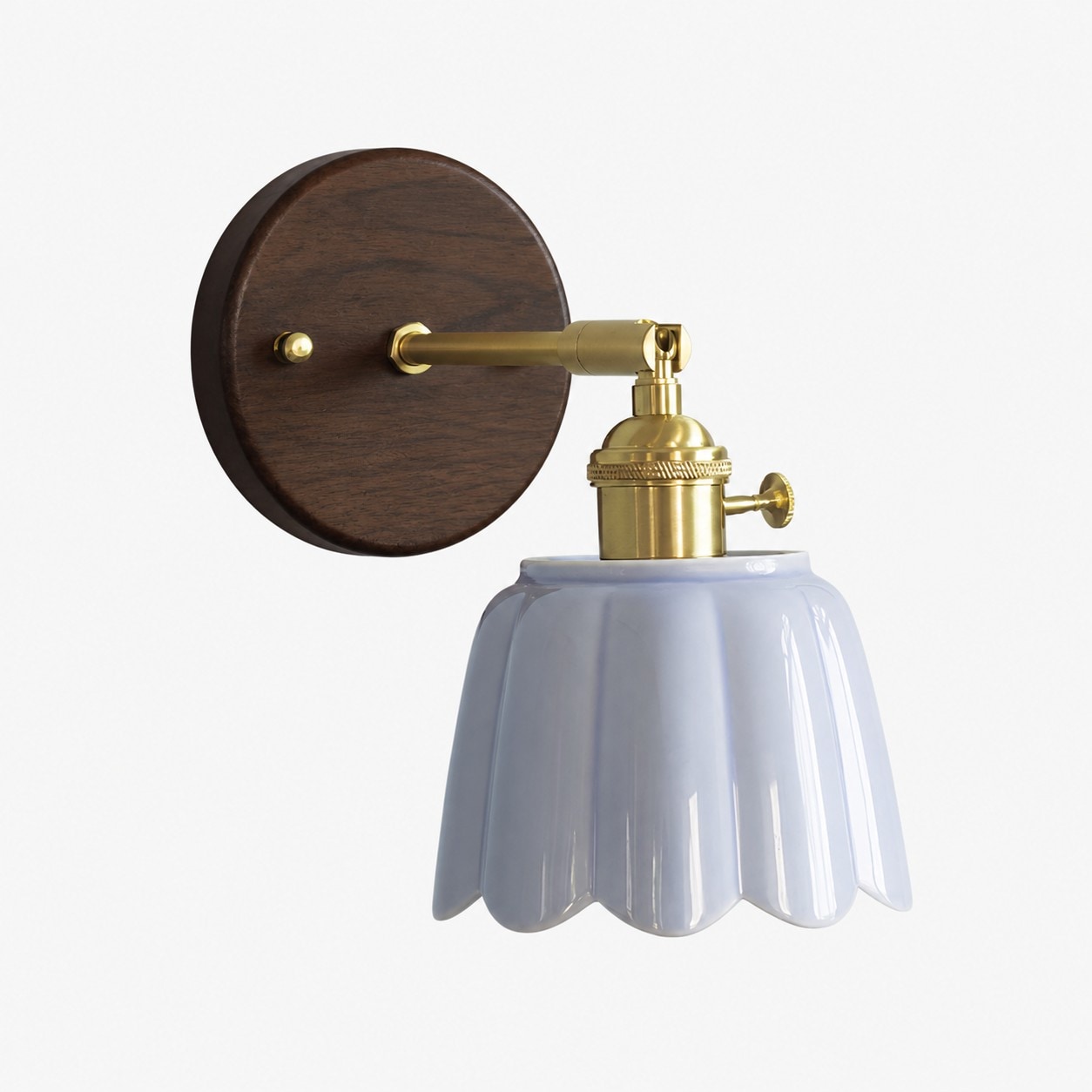 Misty Purple / Walnut Wood / Style A ceramic wall lamp SKU view
