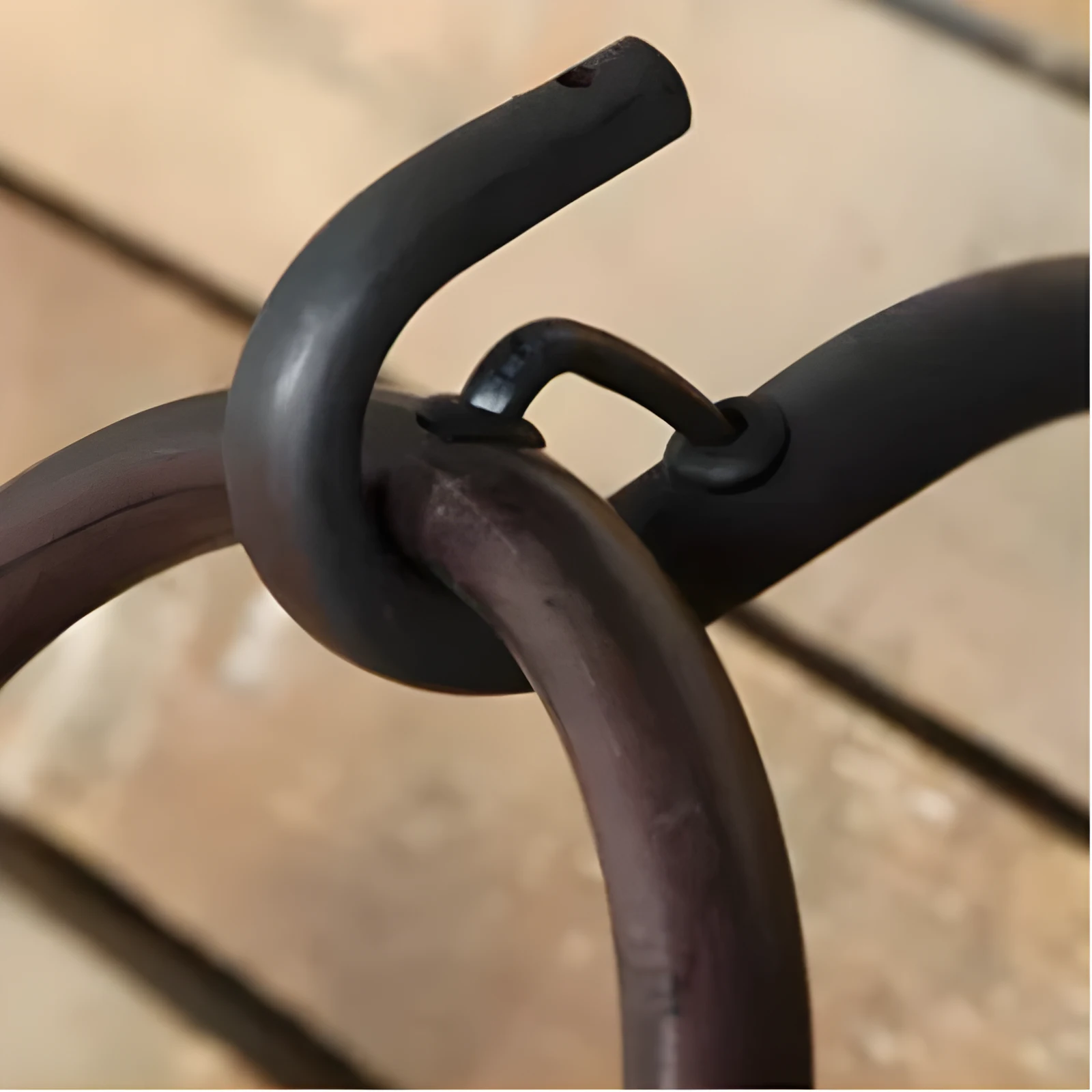 Black metal ring and hook detail