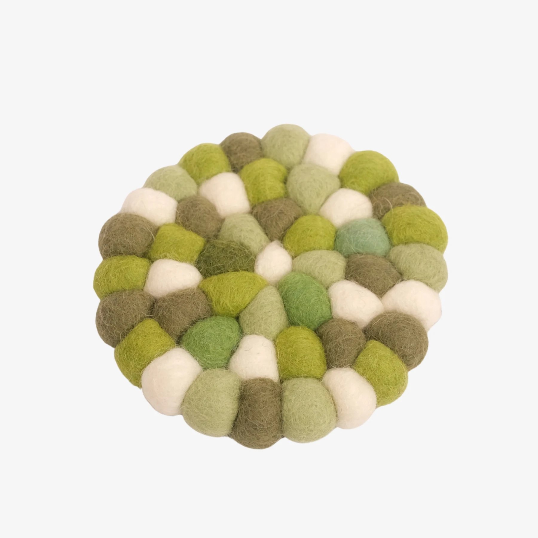 Moss ivory handmade felt ball coaster