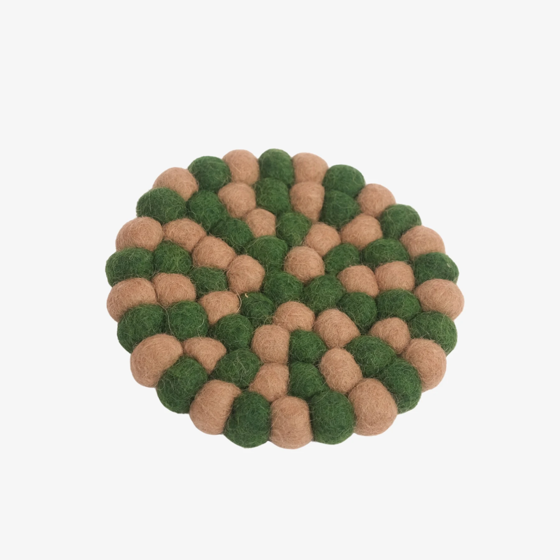 Forest taupe handmade felt ball coaster