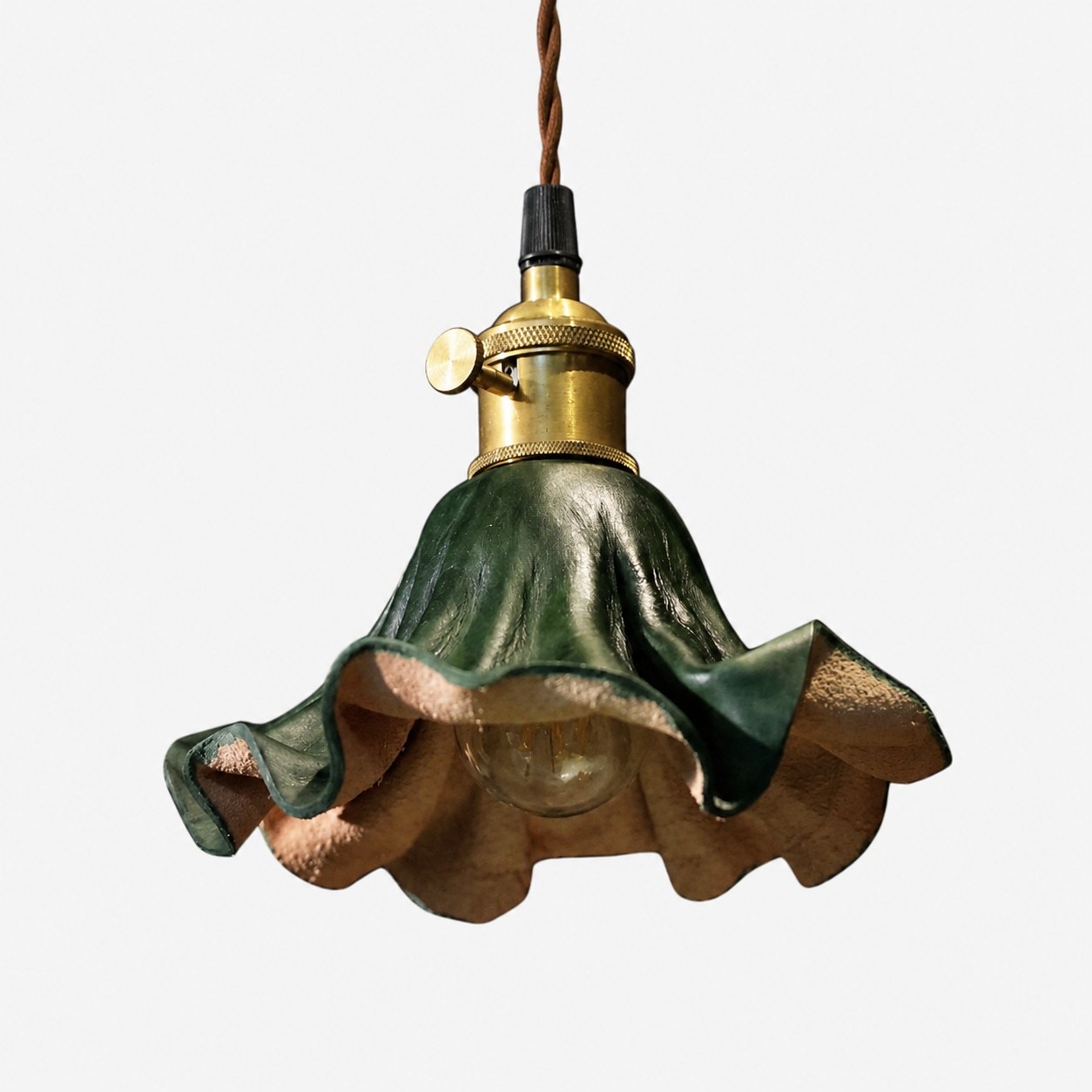 Dark green leather pendant light 6.7