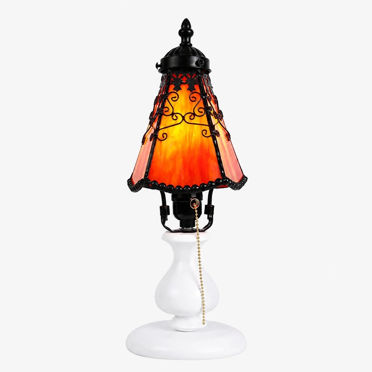 Bernsteinfarbene Tischlampe im Tiffany-Stil