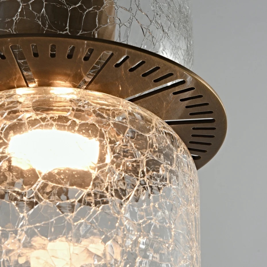 Clear glass shade with brass top