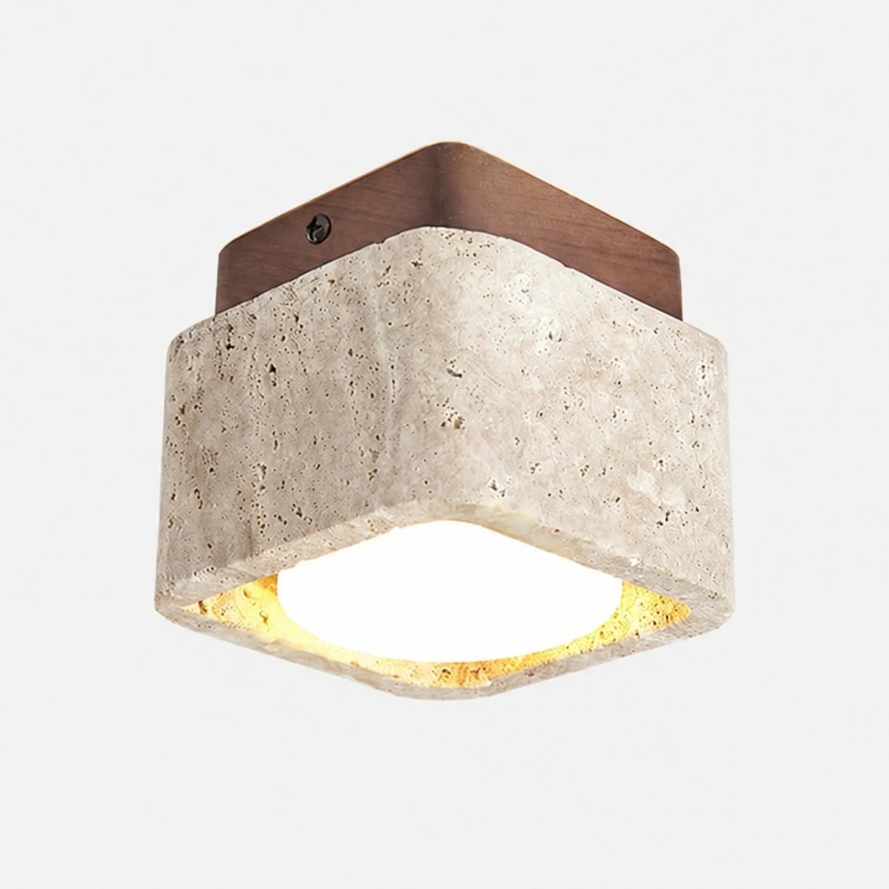 Plafonnier en travertin jaune à une lumière