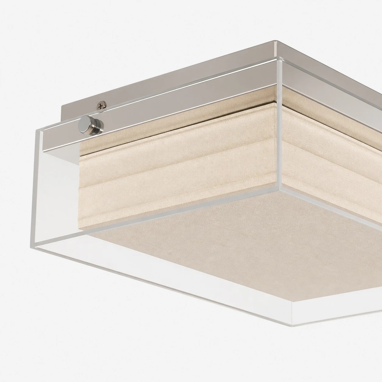 Corner detail of metal frame and paper style diffuser