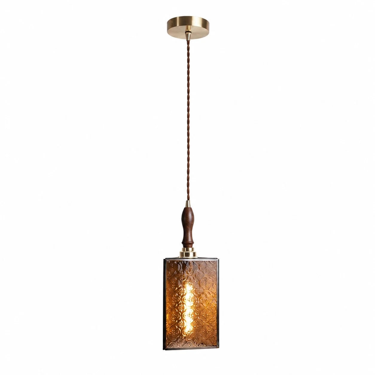 Amber glass pendant light