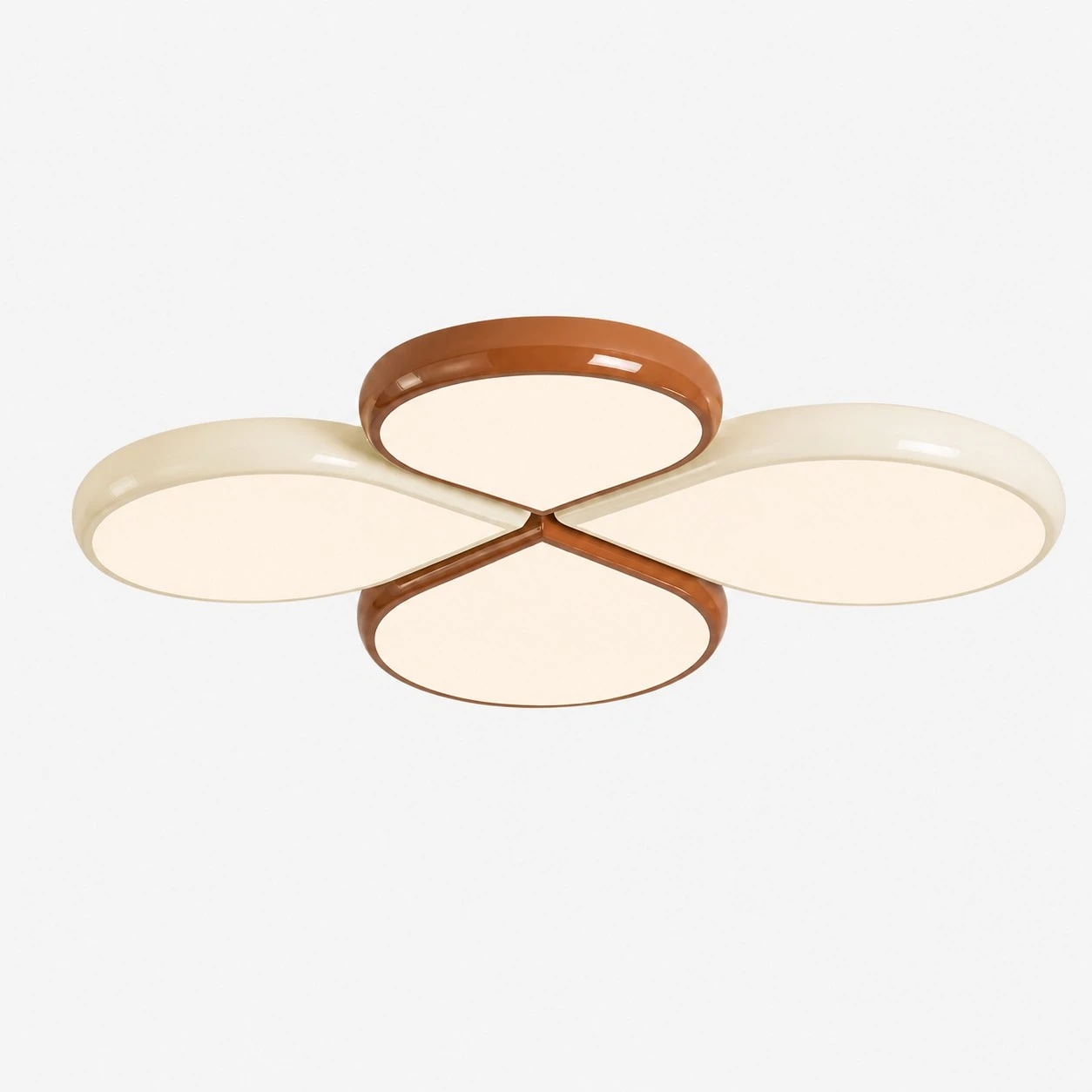 Lámpara de techo con forma de trébol de 95 cm, color crema y café.