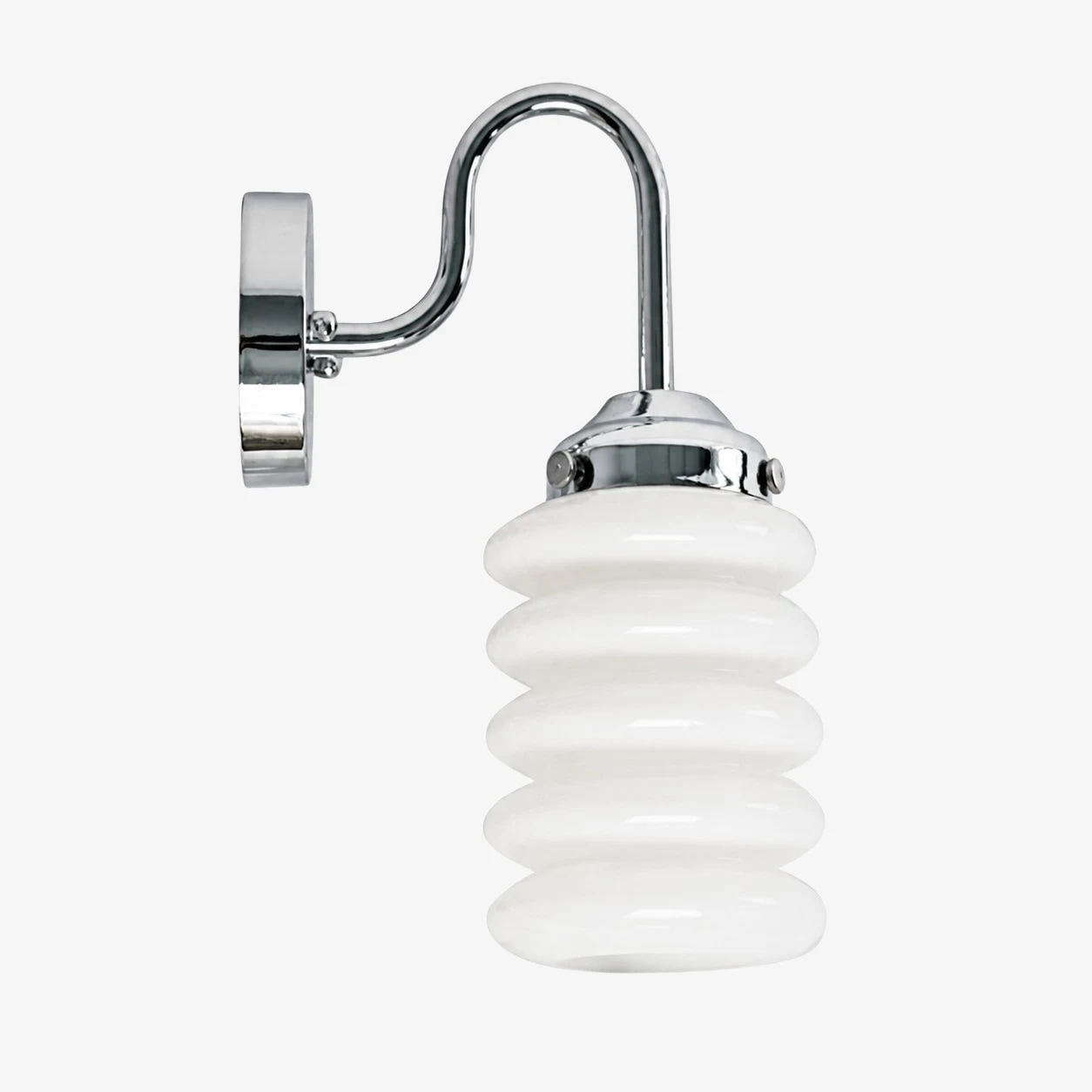 White ribbed glass chrome wall sconce
