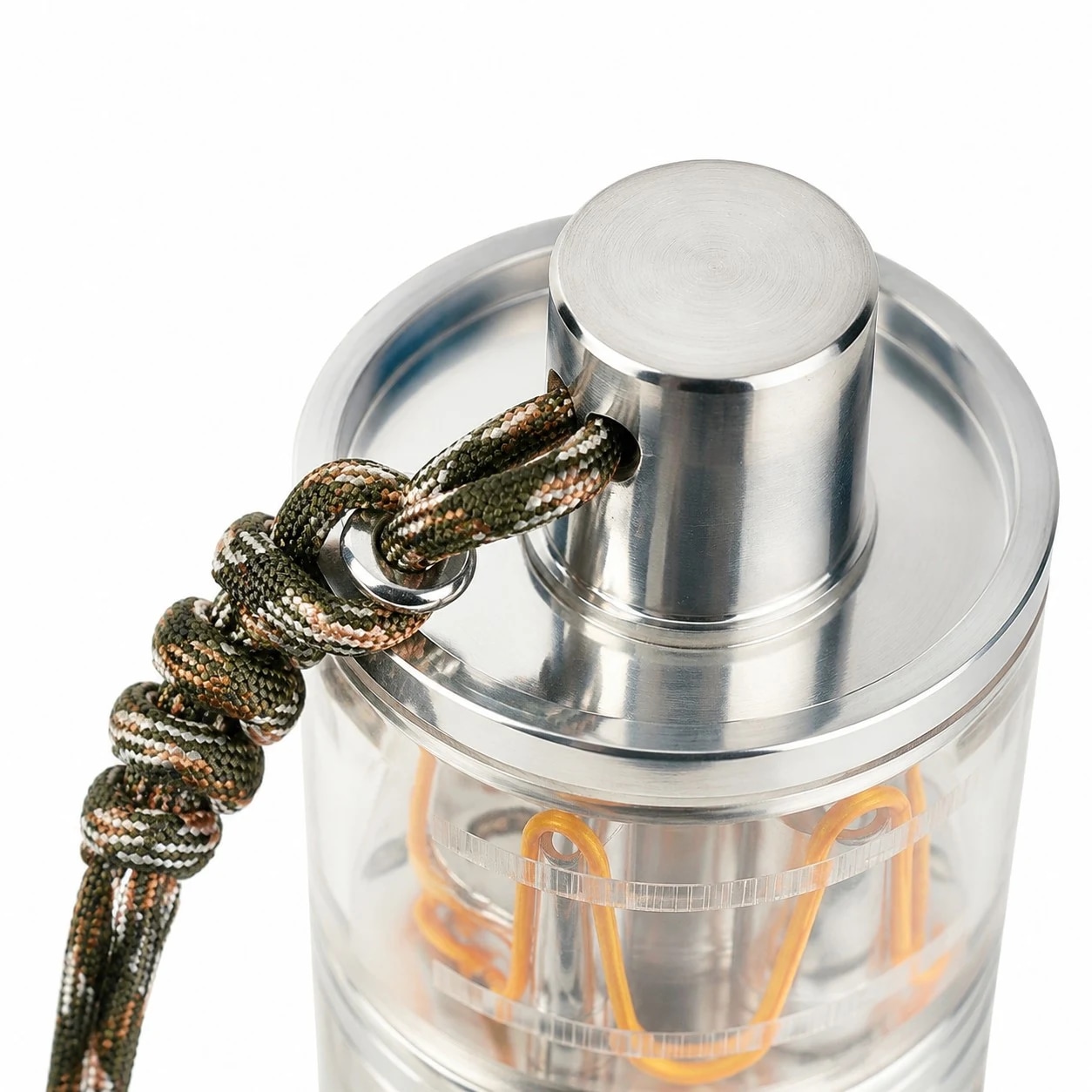 Aluminum top and braided cord detail