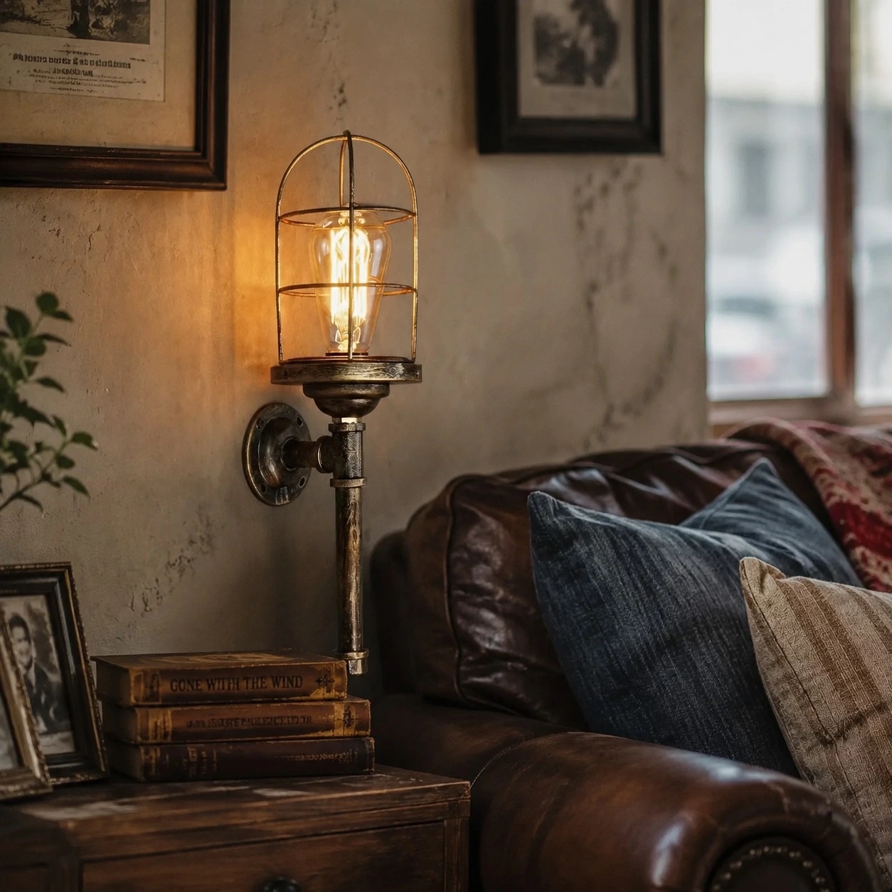 Wall sconce styled in a warm interior