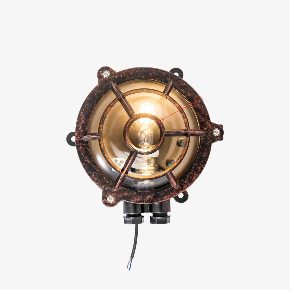 Style C red finish round wall lamp