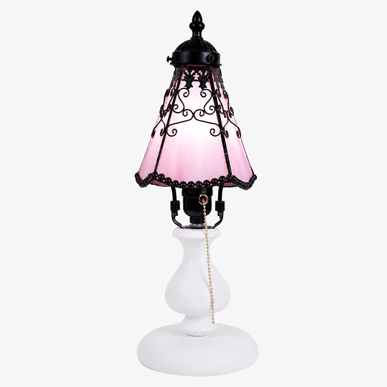 Rosa Tischlampe im Tiffany-Stil