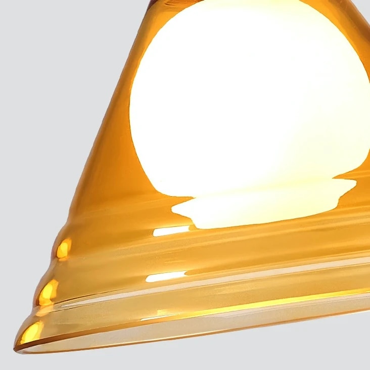 Macro detail of the layered amber glass shade