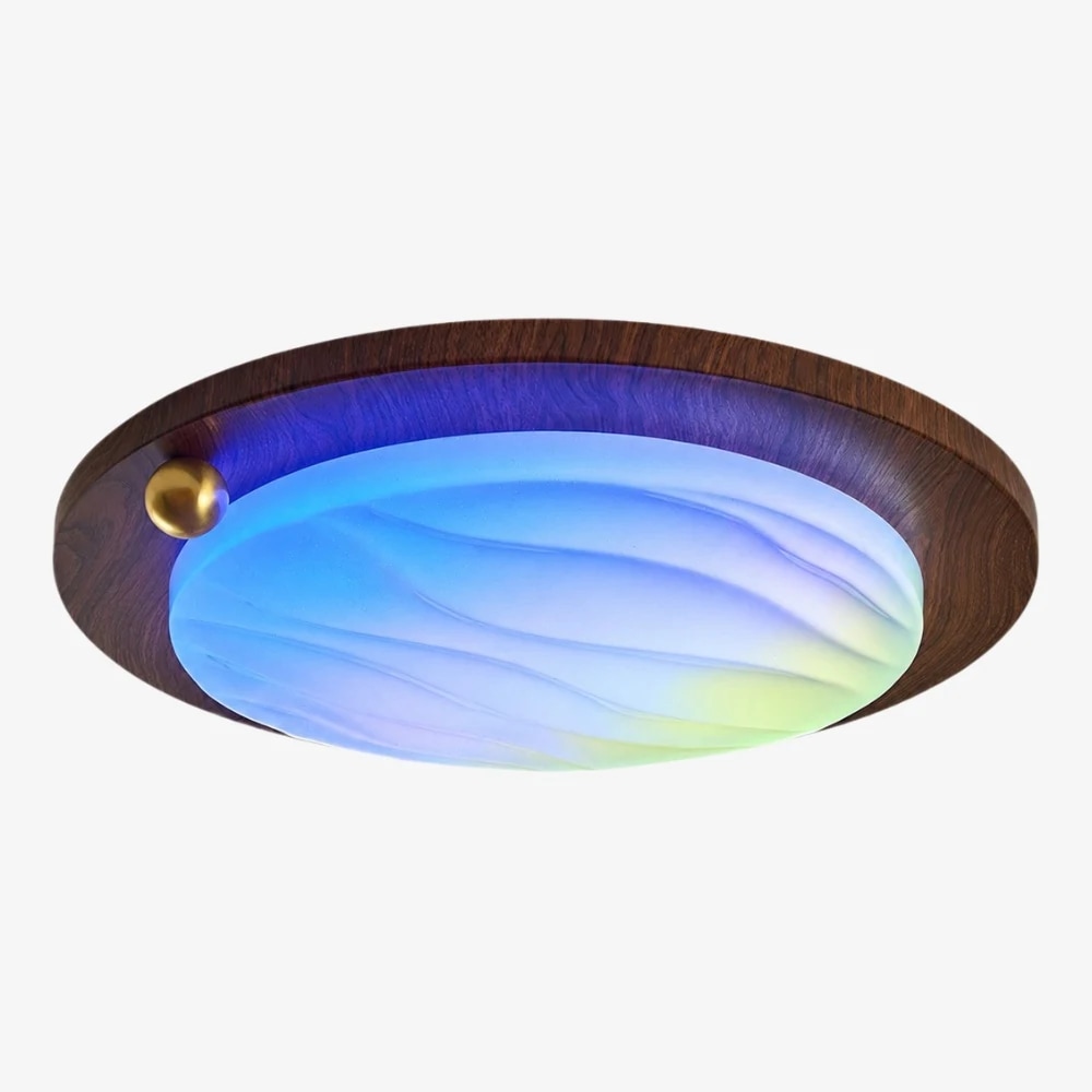 Luminária de teto embutida RGB Dynamic Sky com acabamento em nogueira
