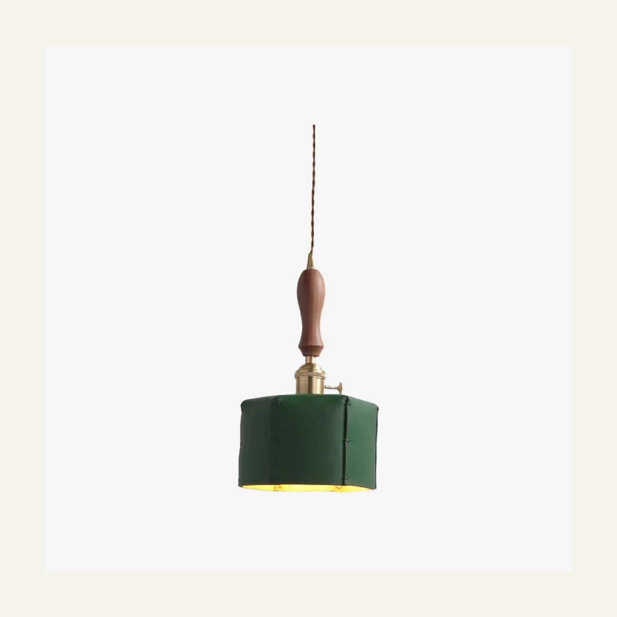 Lampa wisząca ze skóry sześciokątnej w kolorze zielonym, styl D