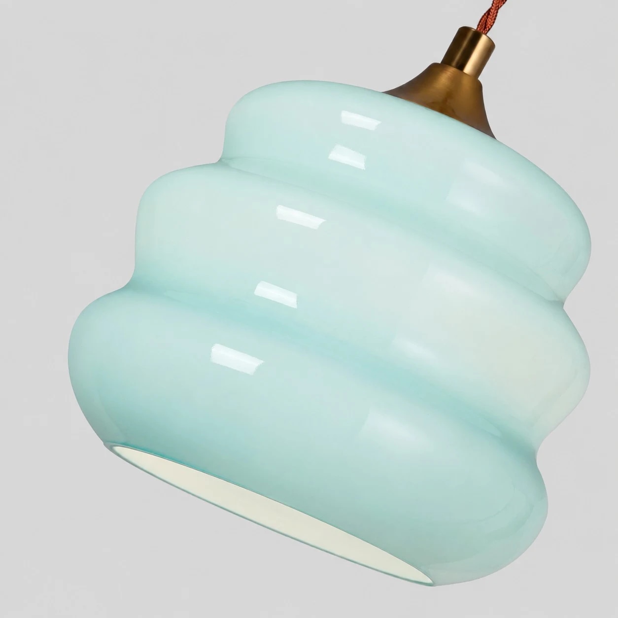 Blue ribbed glass shade detail