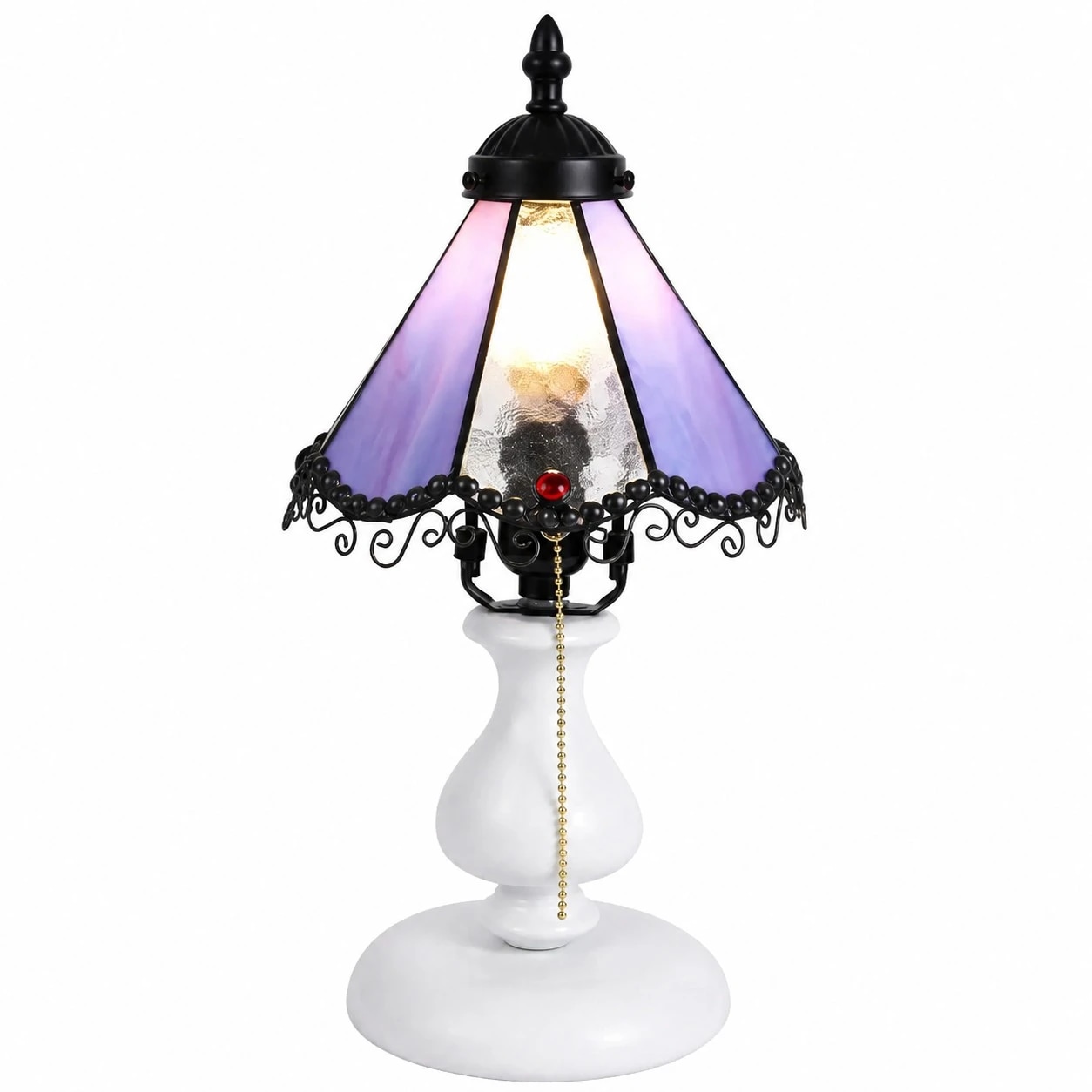 Lampe de table vintage en vitrail dégradé violet