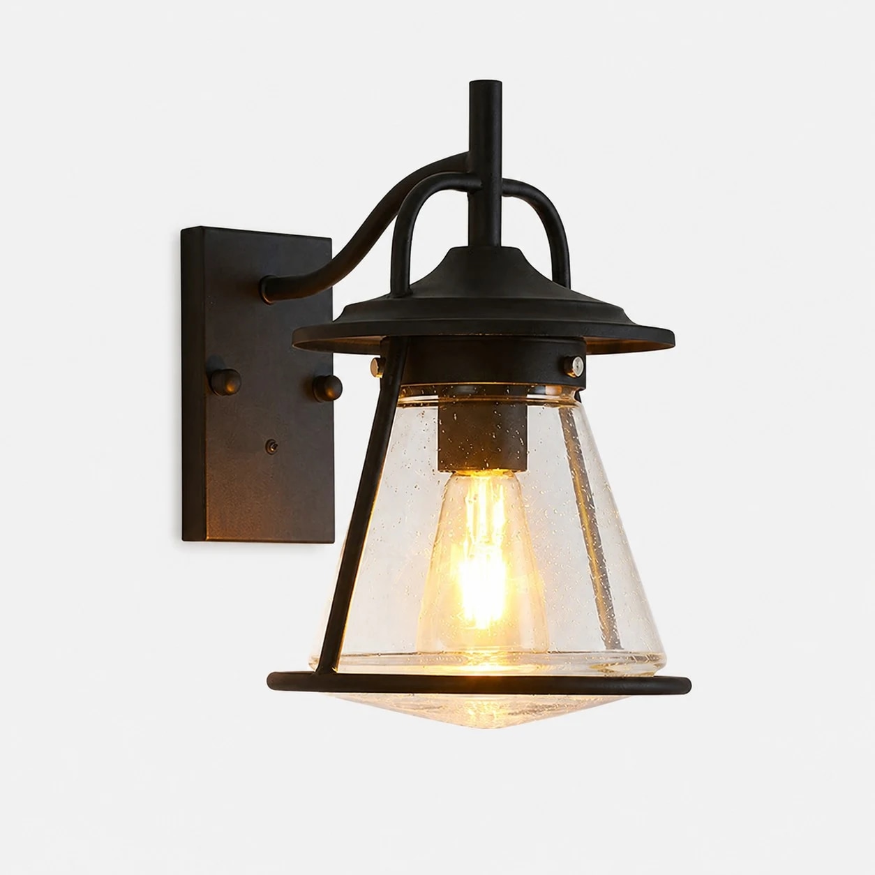 Black outdoor lantern front product view