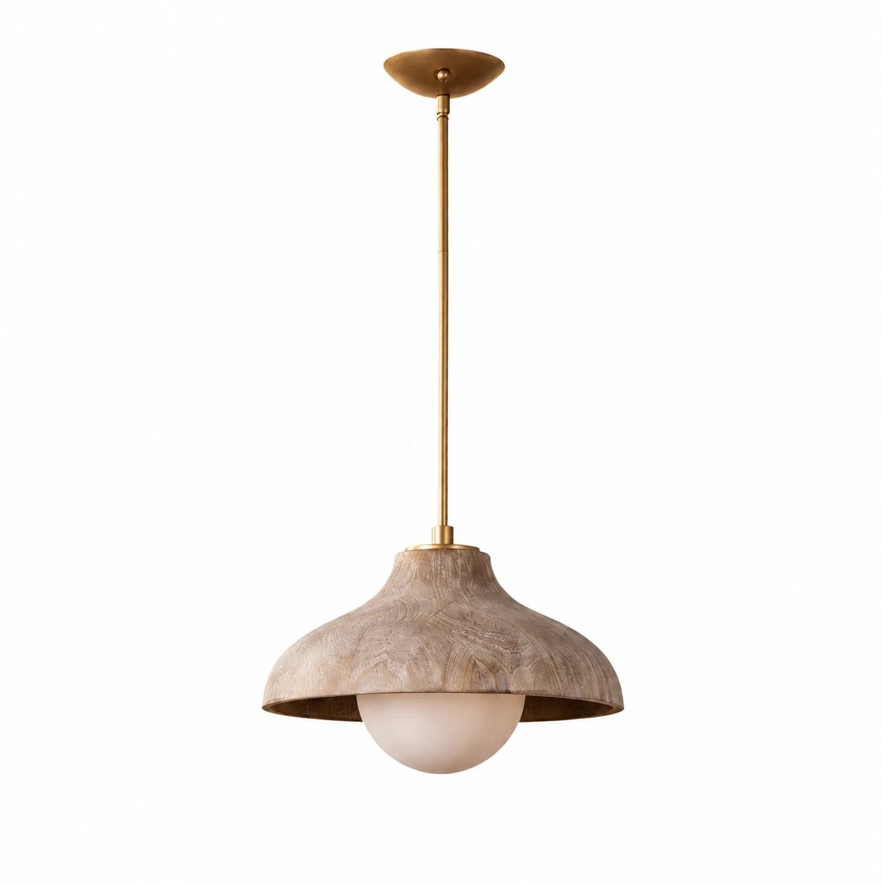 lampe suspendue en bois naturel et verre - vue produit
