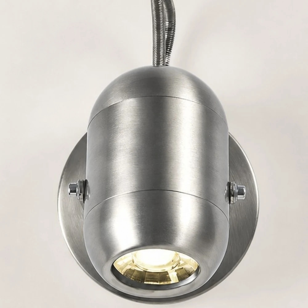 Zylindrischer Lampenkörper aus sandfarbenem Nickel mit seitlichen Schrauben