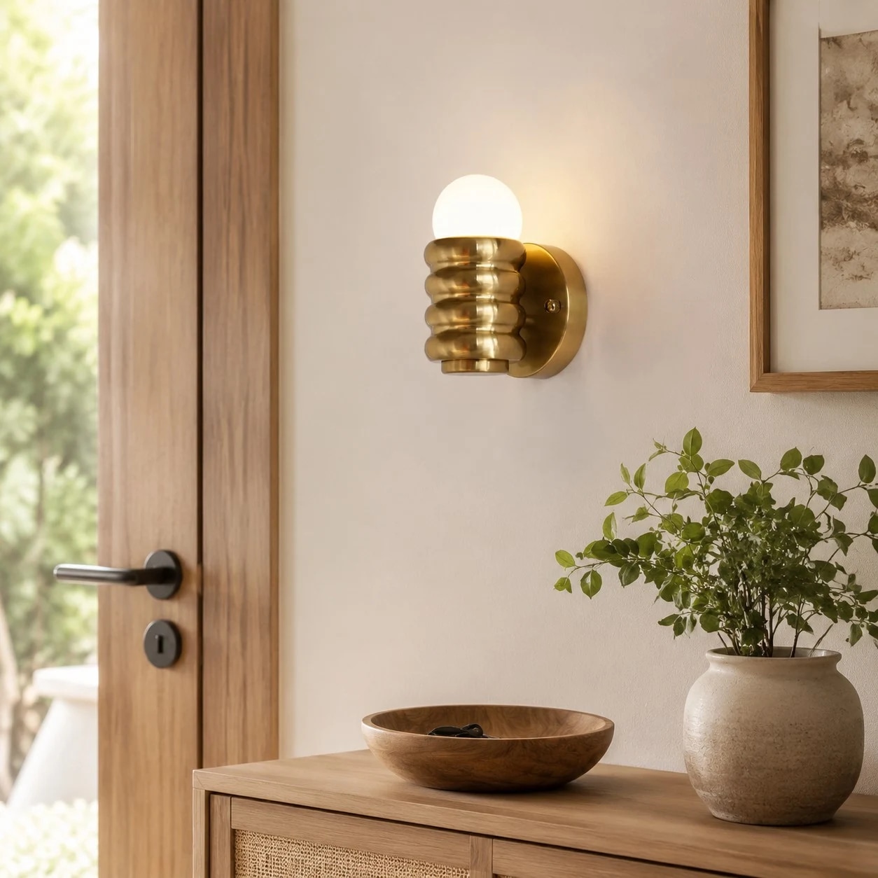 Vintage French Ribbed Wall Sconce bedroom scene
