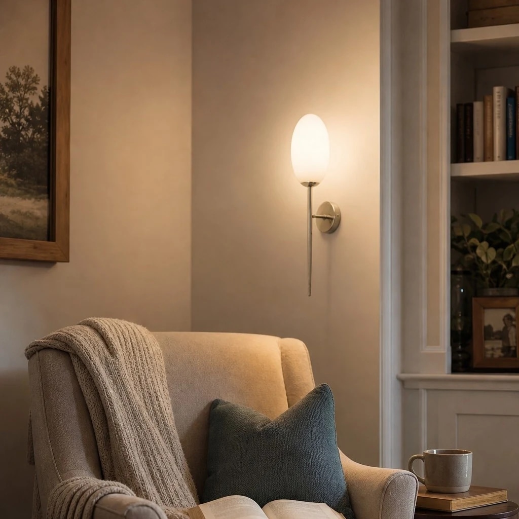 Escena de habitación con aplique de pared de vidrio opalino