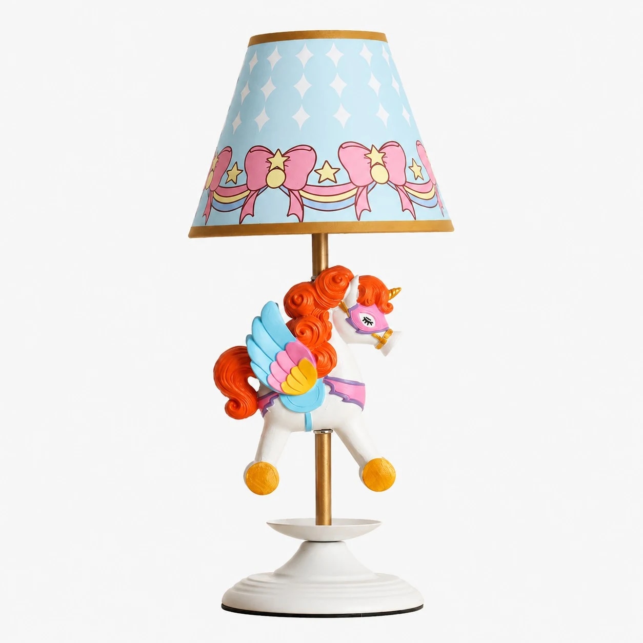 Lampe de table Sherry carrousel licorne sur fond blanc