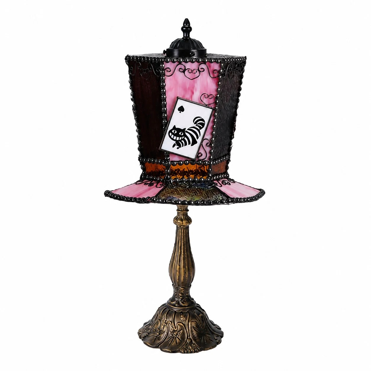 Lampe de table rose violette avec carte de fée chat
