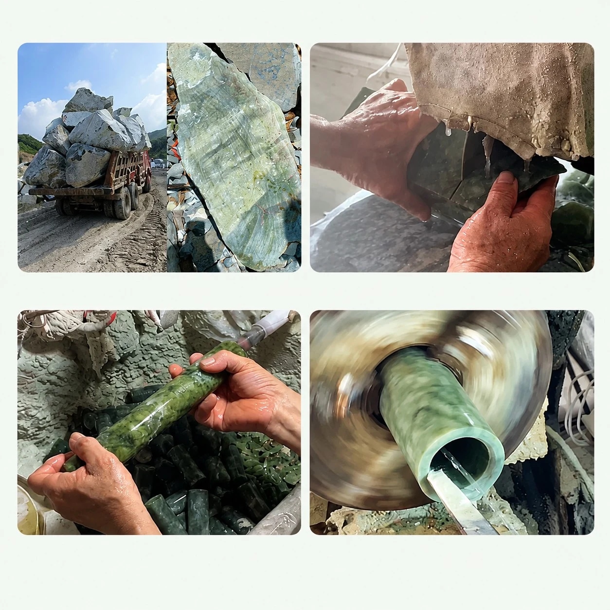 Stone cutting and polishing process