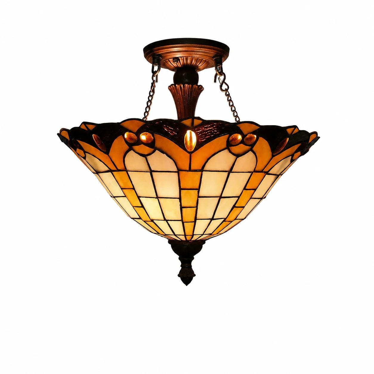 40 cm 2-flammige Deckenleuchte in Antikrot-Kupfer-Silber-Optik