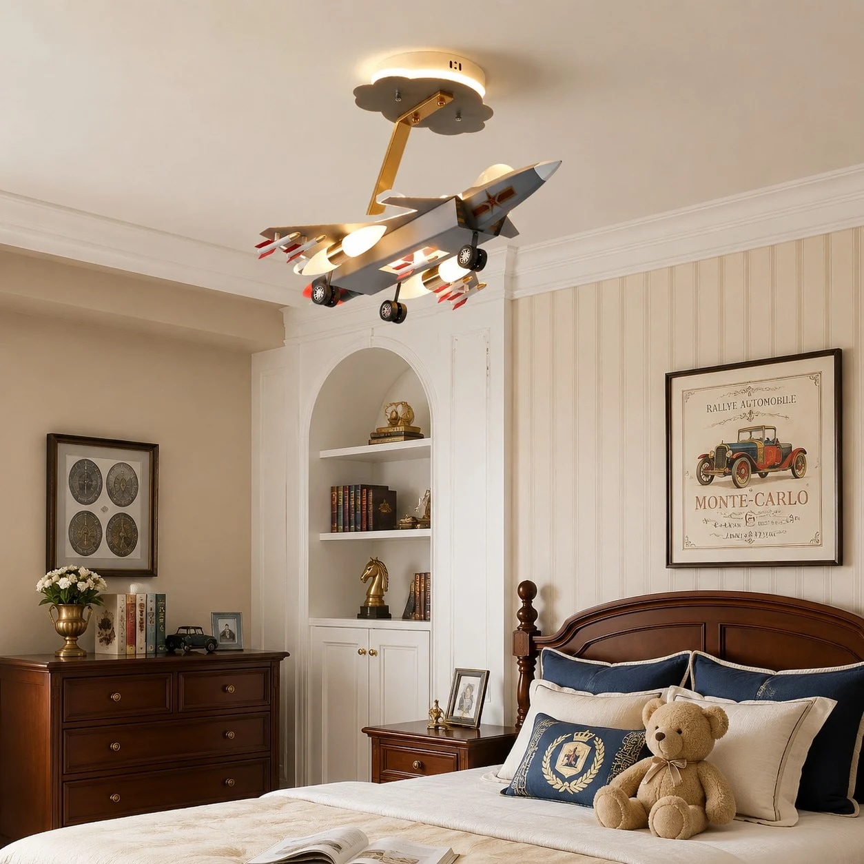 Kids airplane ceiling light in bedroom scene