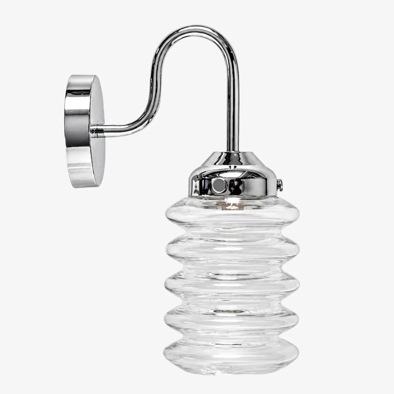 Clear ribbed glass chrome wall sconce