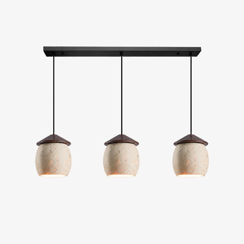 Three-light yellow stone linear pendant