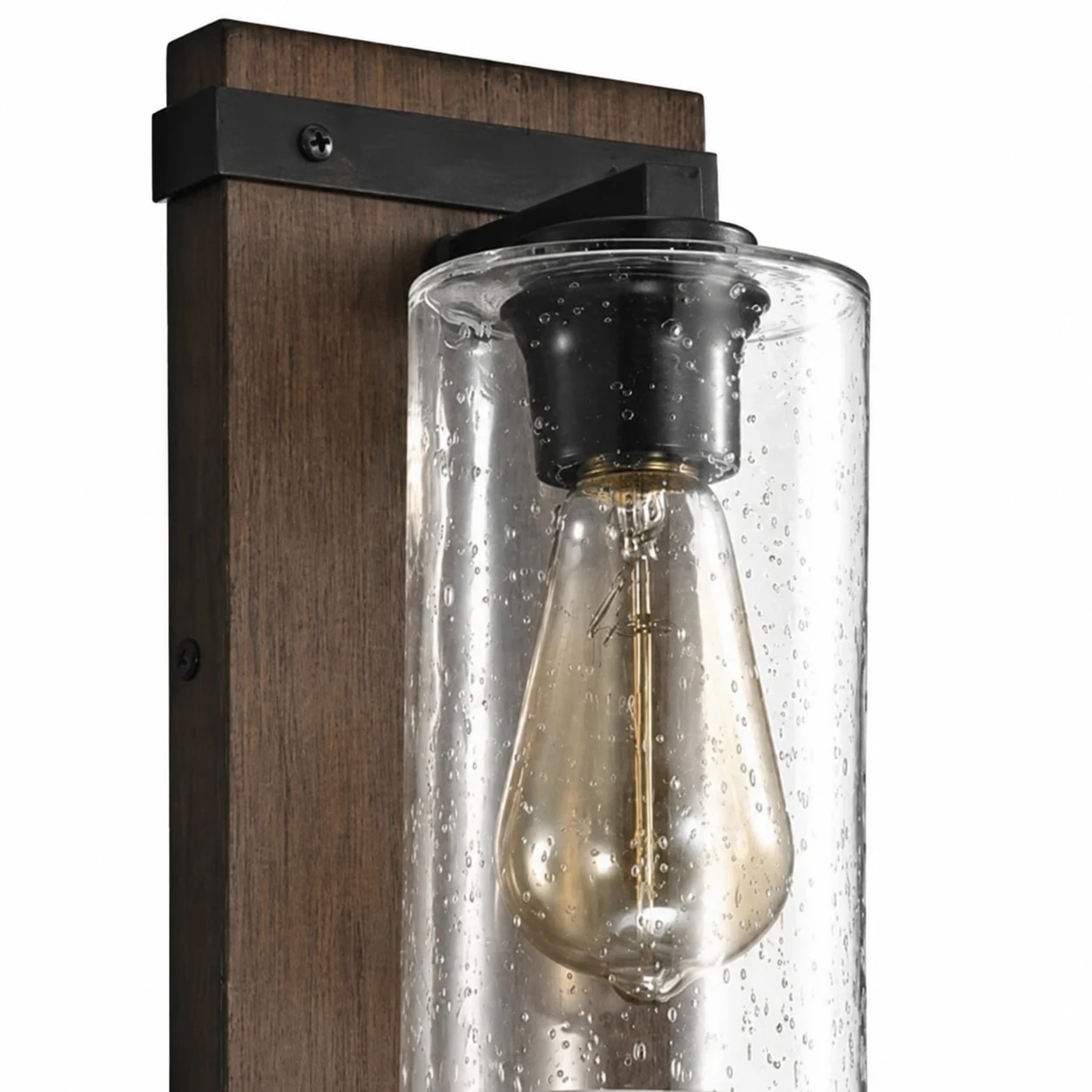 Närbild av fröad klar glasskärm och synlig glödlampa