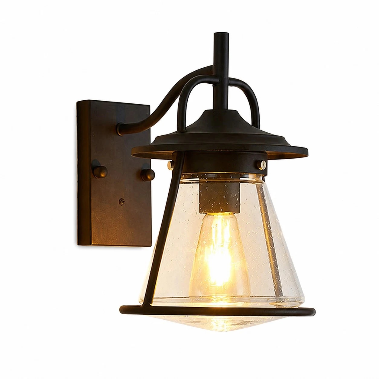 Black glass outdoor wall lantern product view