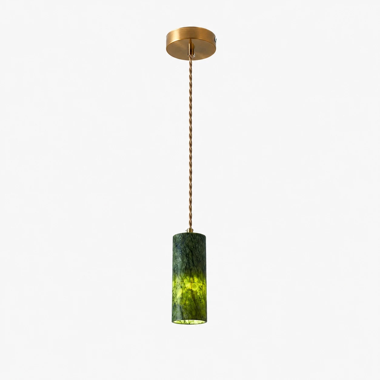 Einflammige grüne Jade-Hängelampe in der Größe 2,36 Zoll / 6 cm