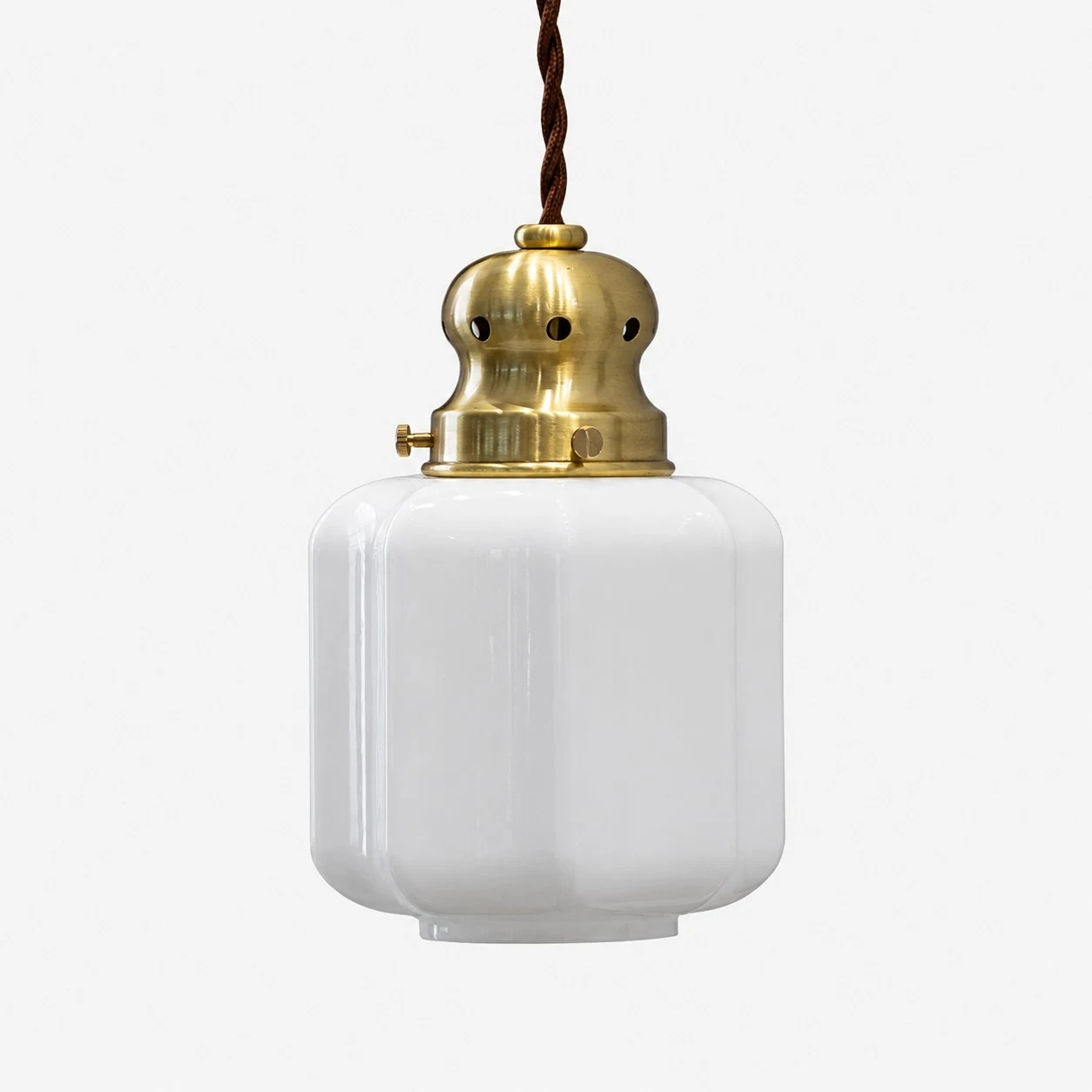 Style 1 vintage brass and white glass pendant lamp