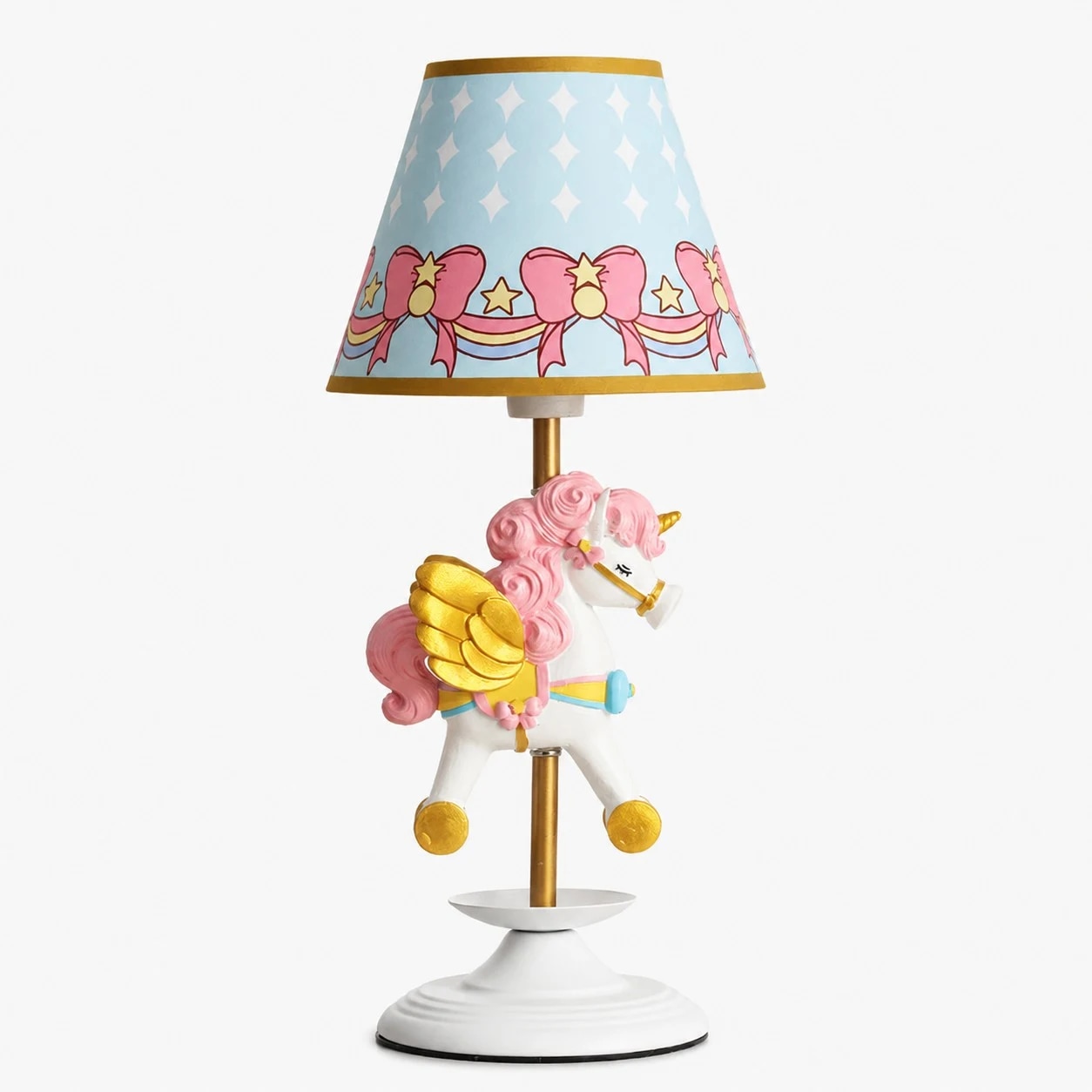 Lampe de table licorne Daisy Carousel sur fond blanc