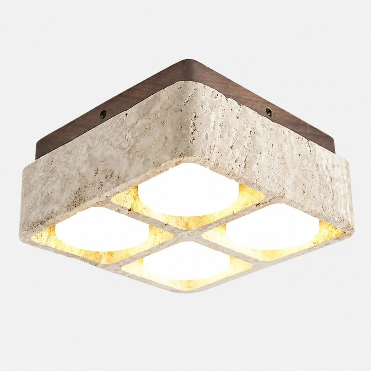 Plafonnier en travertin jaune à 4 lumières