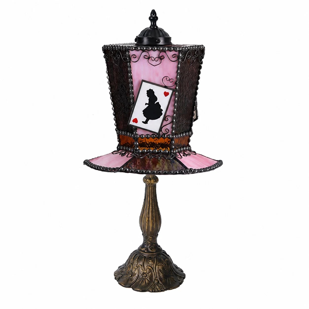 Lampe de table violette à motif lapin et rose