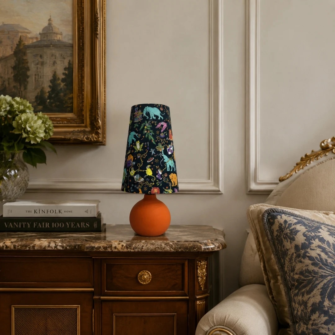 Orange fabric table lamp