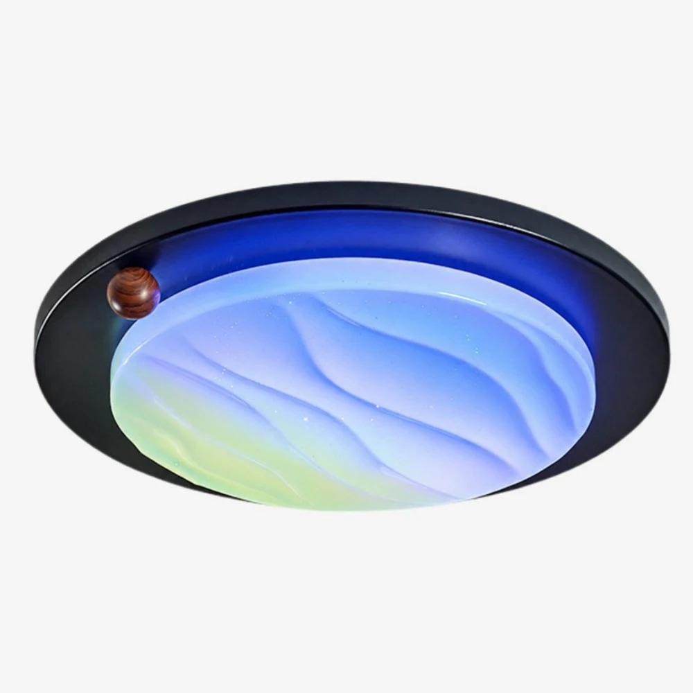 Luminária de teto embutida RGB Dynamic Sky com acabamento em nogueira