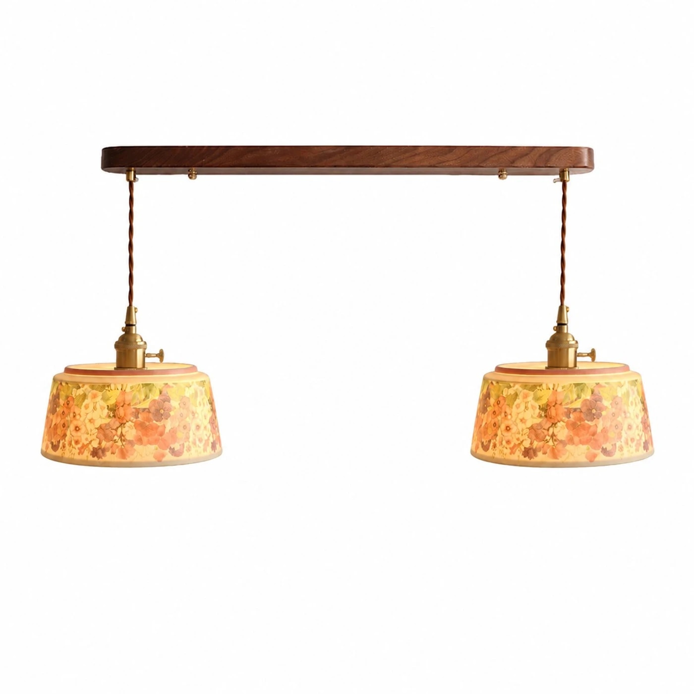 option de suspension de bar en céramique florale à deux lumières