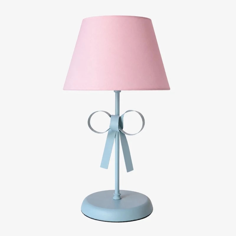 Lampe de table à abat-jour rose et corps de lampe bleu